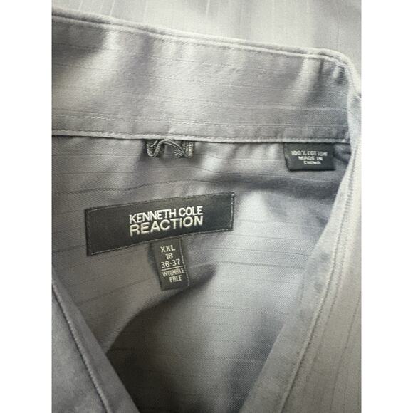 Kenneth Cole Reaction XXL 18 36-37 Wrinkle Free Gray Long Sleeves 100% Cotton - Picture 4 of 11